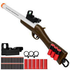 Ouzhimanxing toy shotgun shell ejecting blaster in action for safe outdoor play