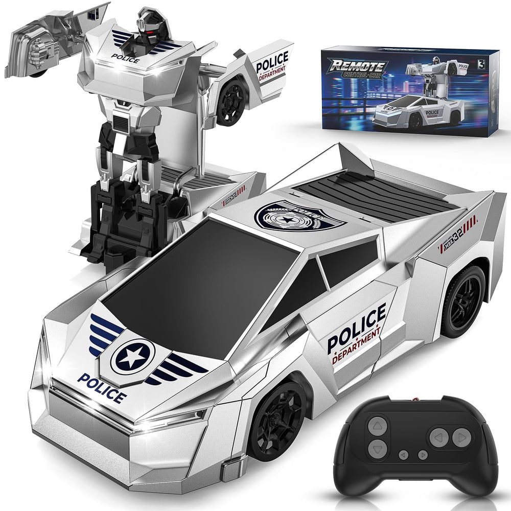 Ovaasy Transform RC Car front view with futuristic silver finish