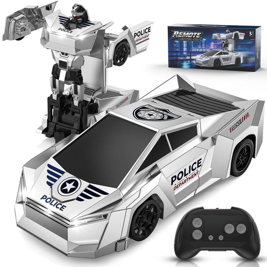 Ovaasy Transform RC Car front view with futuristic silver finish