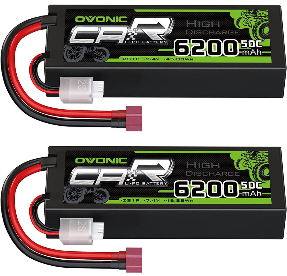 OVONIC 2S 6200mAh battery with Dean-style T connector for high-drain RC vehicles