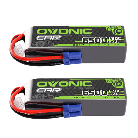 OVONIC 3S 6500mAh RC battery with EC5 pair for strong, consistent power.