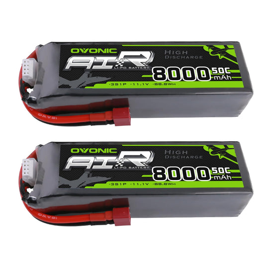 OVONIC 3S 8000mAh LiPo battery top view showing compact form for RC use