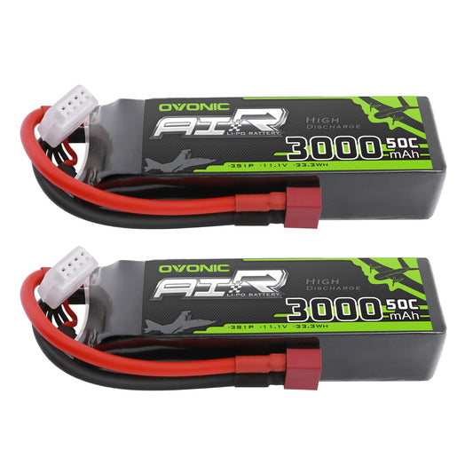 OVONIC 3S LiPo battery 3000mAh 11.1V ready for RC planes and cars.