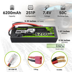 OVONIC 6200mAh 7.4V LiPo battery compact design for extended RC sessions