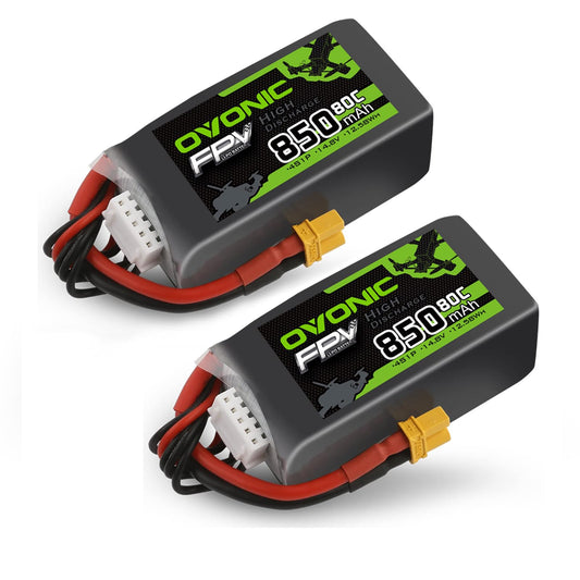 OVONIC 80C 4S 850mAh battery with XT30 plug for FPV drones offering reliable power