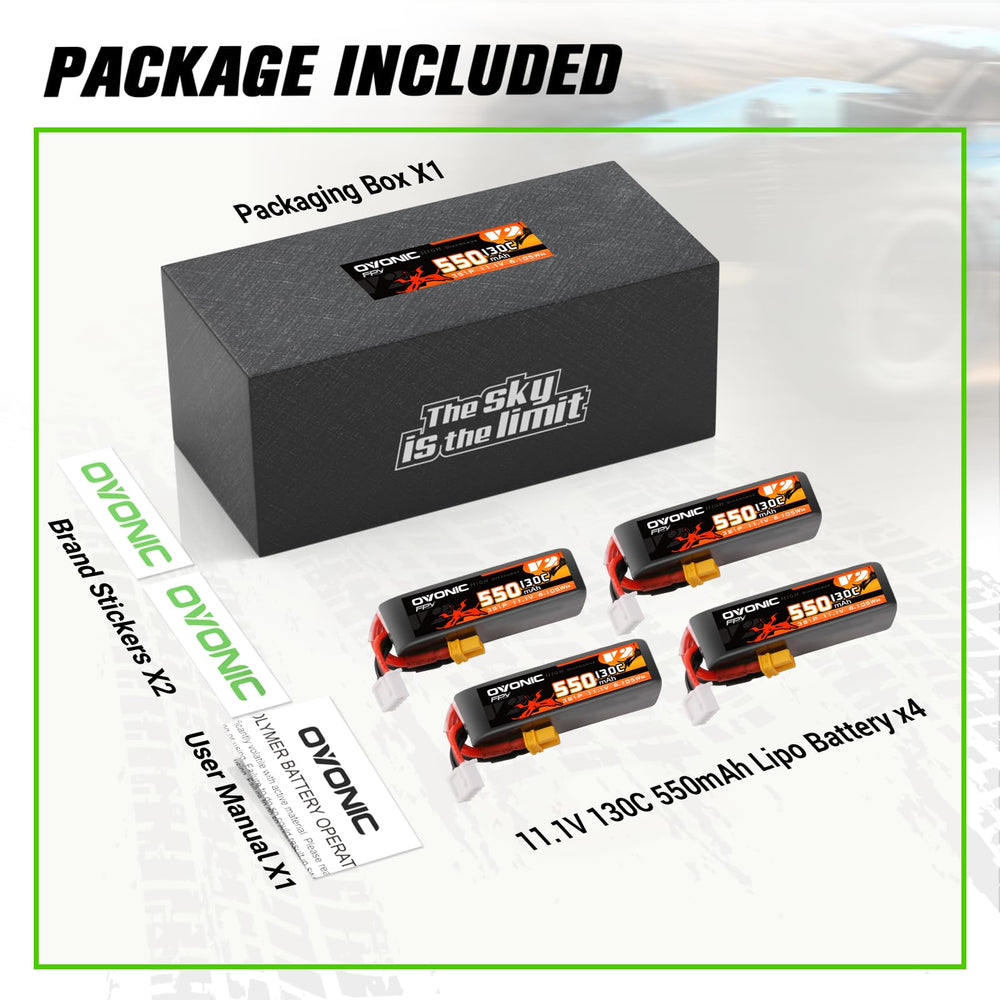 OVONIC stickers and user manual included for brand guidance and safe charging.