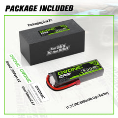 OVONIC battery packaging includes manual and stickers for quick setup.