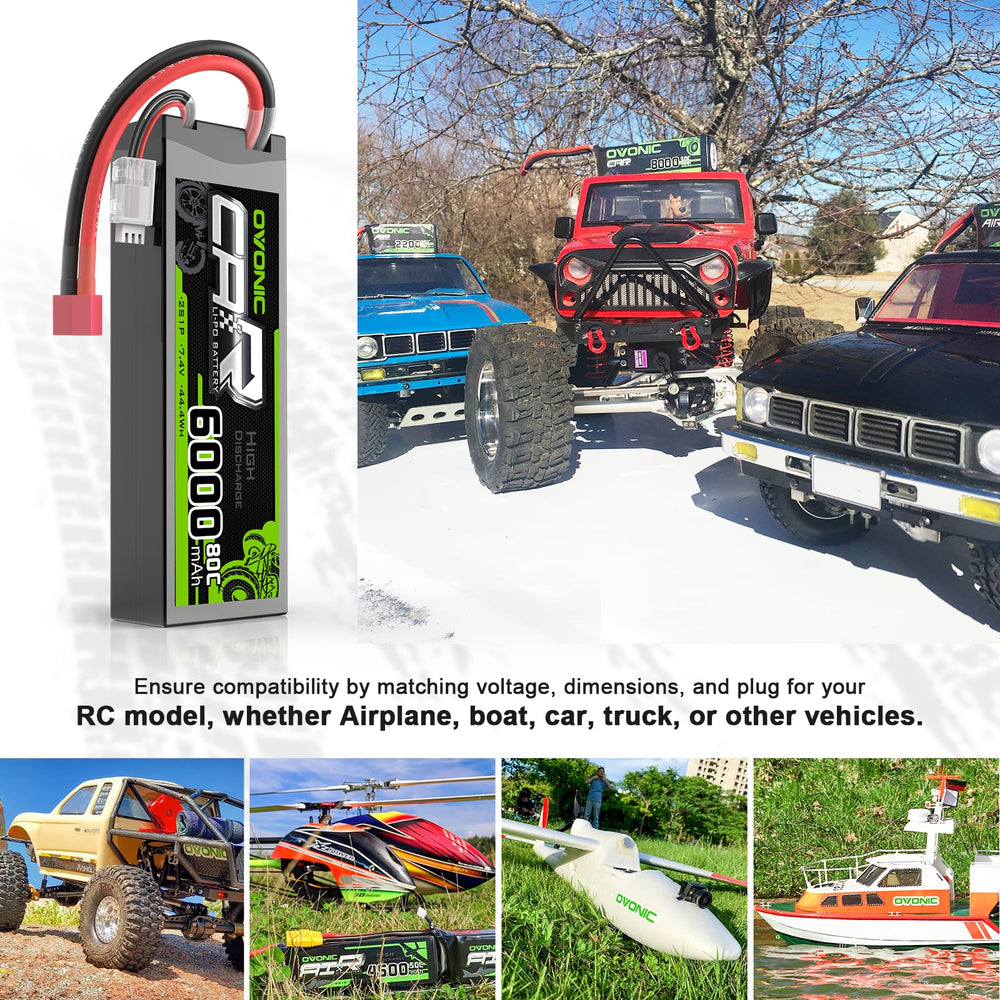 OVONIC RC car setup with battery demonstrates versatile use.