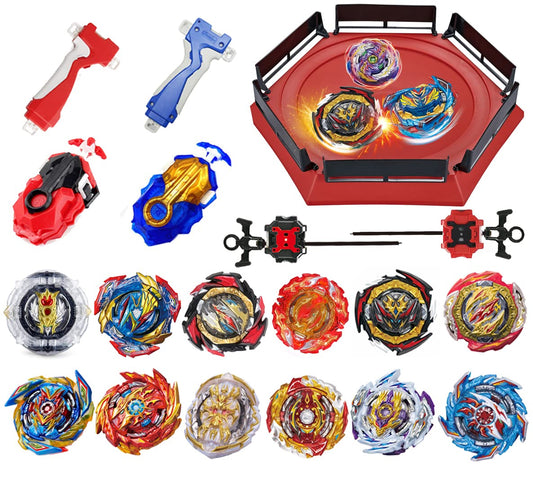 Owenkelng Bey Burst gyro top in action, improving hand-eye coordination during battles.