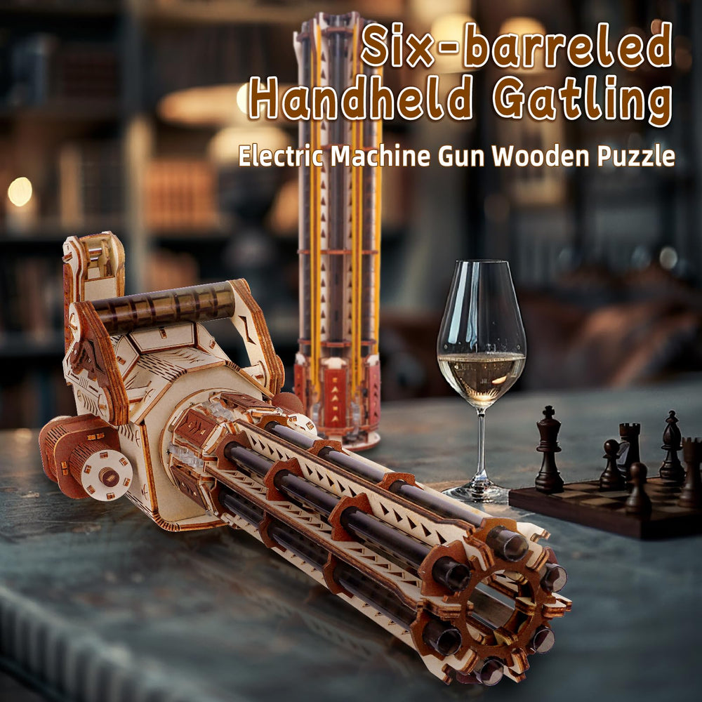 Ownone 1 wooden puzzle gun pieces close-up highlighting high-quality laser-cut edges for easy fitting.