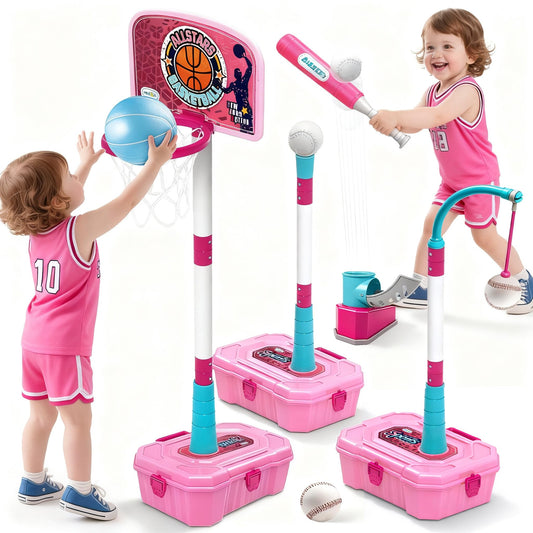 OWNONE pink basketball hoop front view promotes playful practice for girls