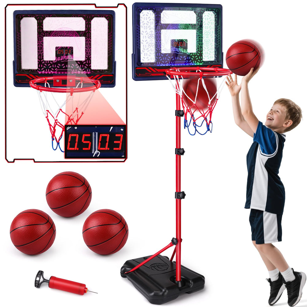 Ownone basketball hoop with LED backboard lights up playtime and visuals for kids