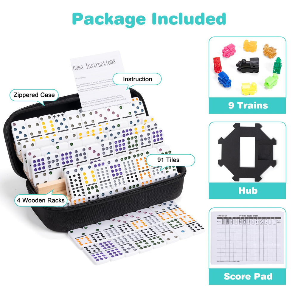 OZFRHO wooden racks sturdy organizers keeping dominoes upright during play.