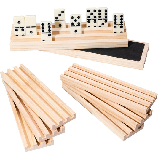 OZFRHO wooden domino holders set of 8 for organized, easy-to-view tiles.