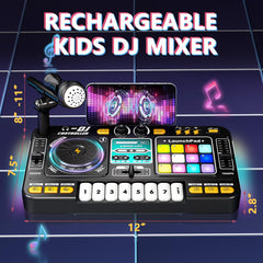 OZMI Kids DJ Compact Design fits on tabletops for home use.