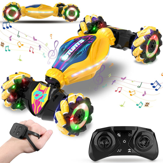 Paaxido Gesture RC Car performing a 360° twist stunt for indoor fun