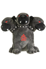 Pacific Giftware Cerberus plush with three heads, soft desk companion for mythology fans.