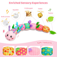 Padonise caterpillar rattle and teether for early sensory exploration