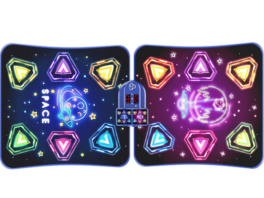 Pafolo 2-Player LED Dance Mat front view with dual zones for shared play