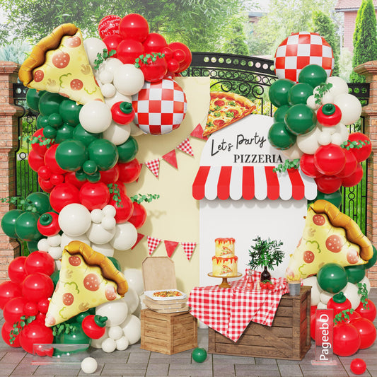 PageebO pizza party red 5-inch balloons brighten any celebration.