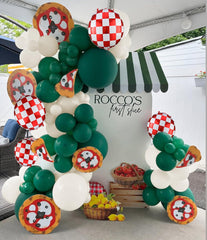 PageebO pizza party red and white checkered foil balloon fun pizza theme.