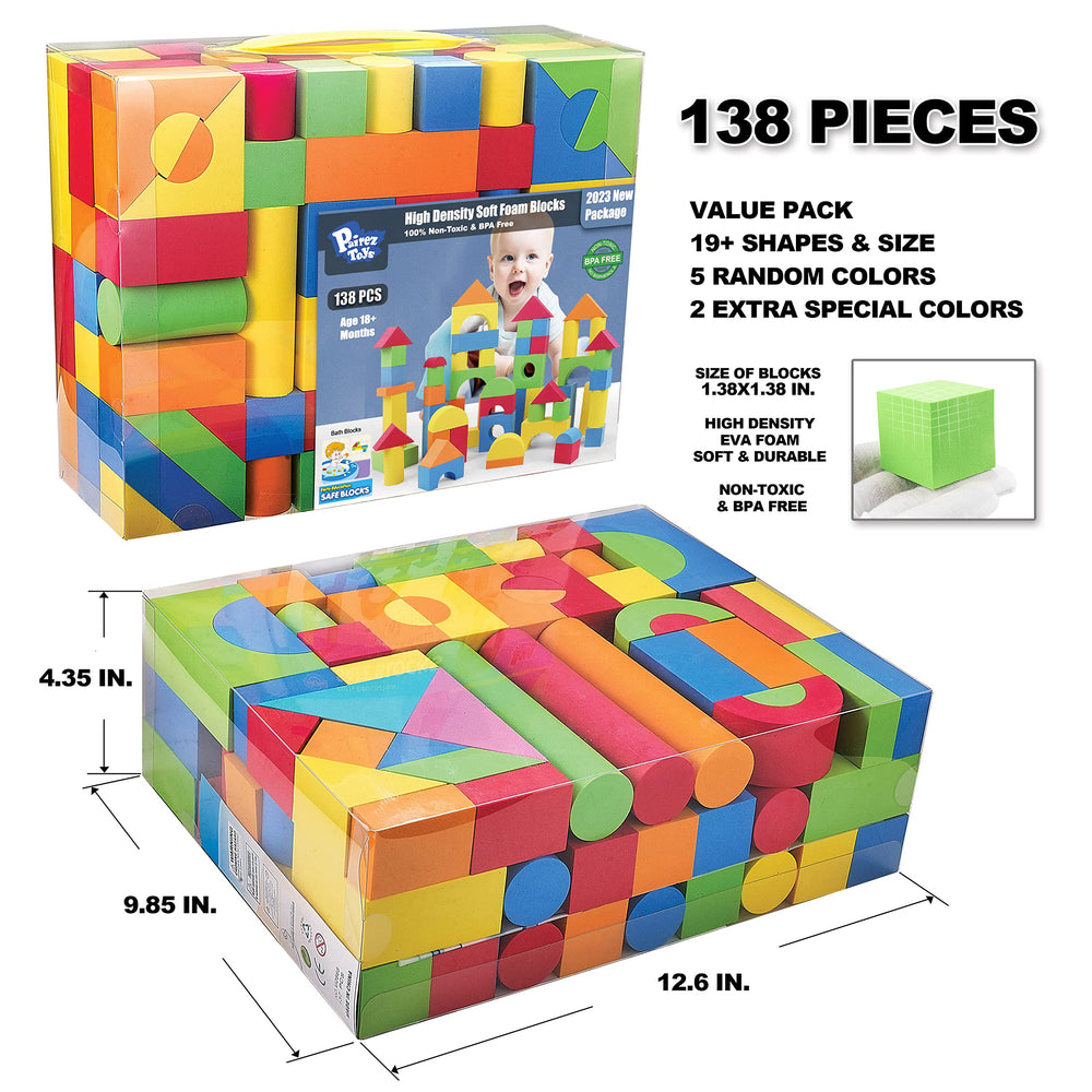 Pairez Toys foam blocks for colorful stacking, boosting fine motor skills through play.