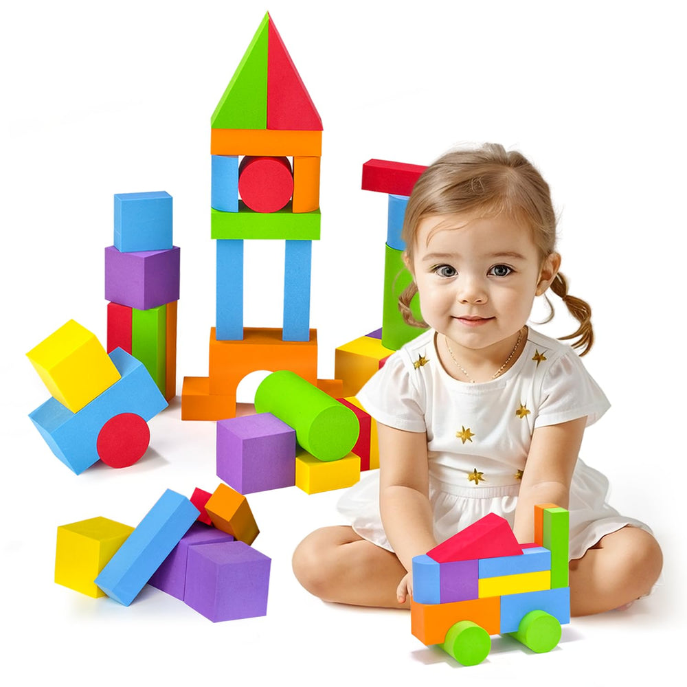 Pairez Toys large foam blocks enable toddlers to stack safely and imagine freely.