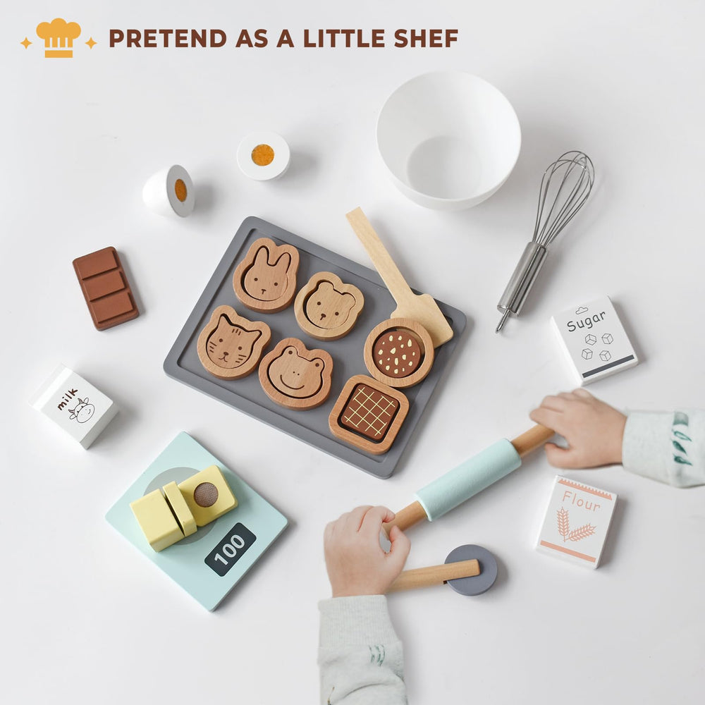 PairPear wooden eggs, butter, and milk for realistic pretend baking