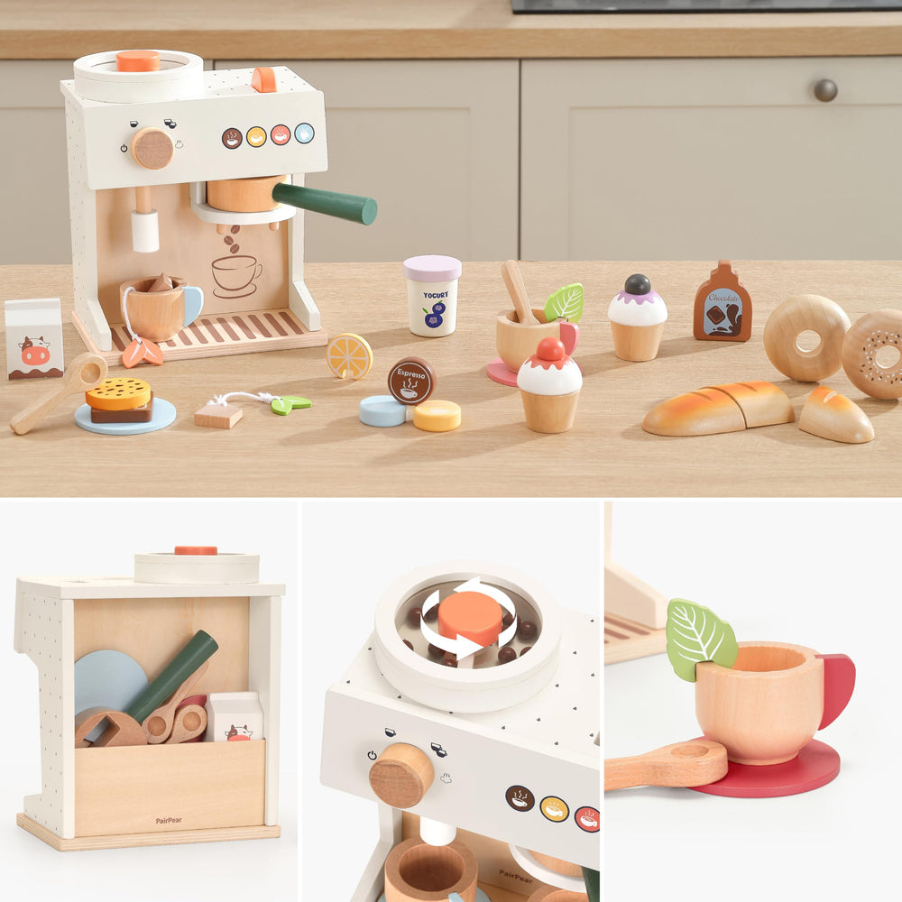 PairPear natural wood with rounded edges ensures safe, durable kitchen play.