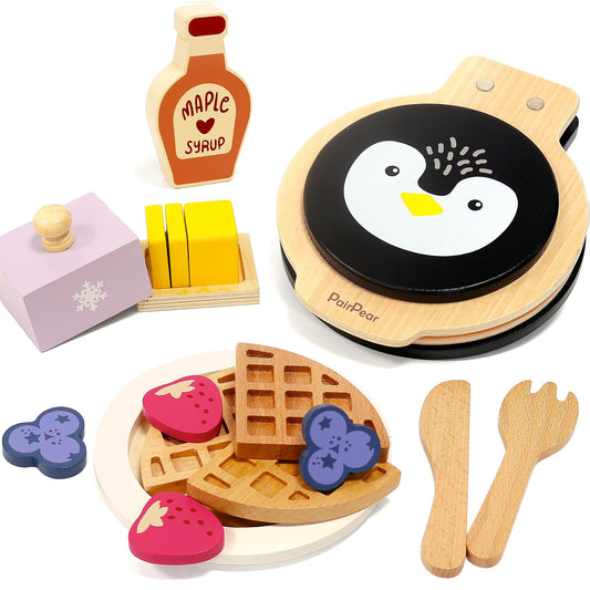 PairPear penguin waffle maker for imaginative breakfast play and storytelling