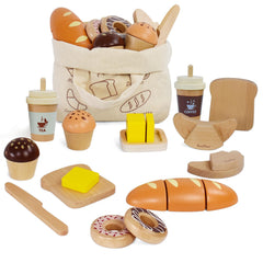 PairPear wooden bakery toy set for imaginative play and pretend kitchen adventures.