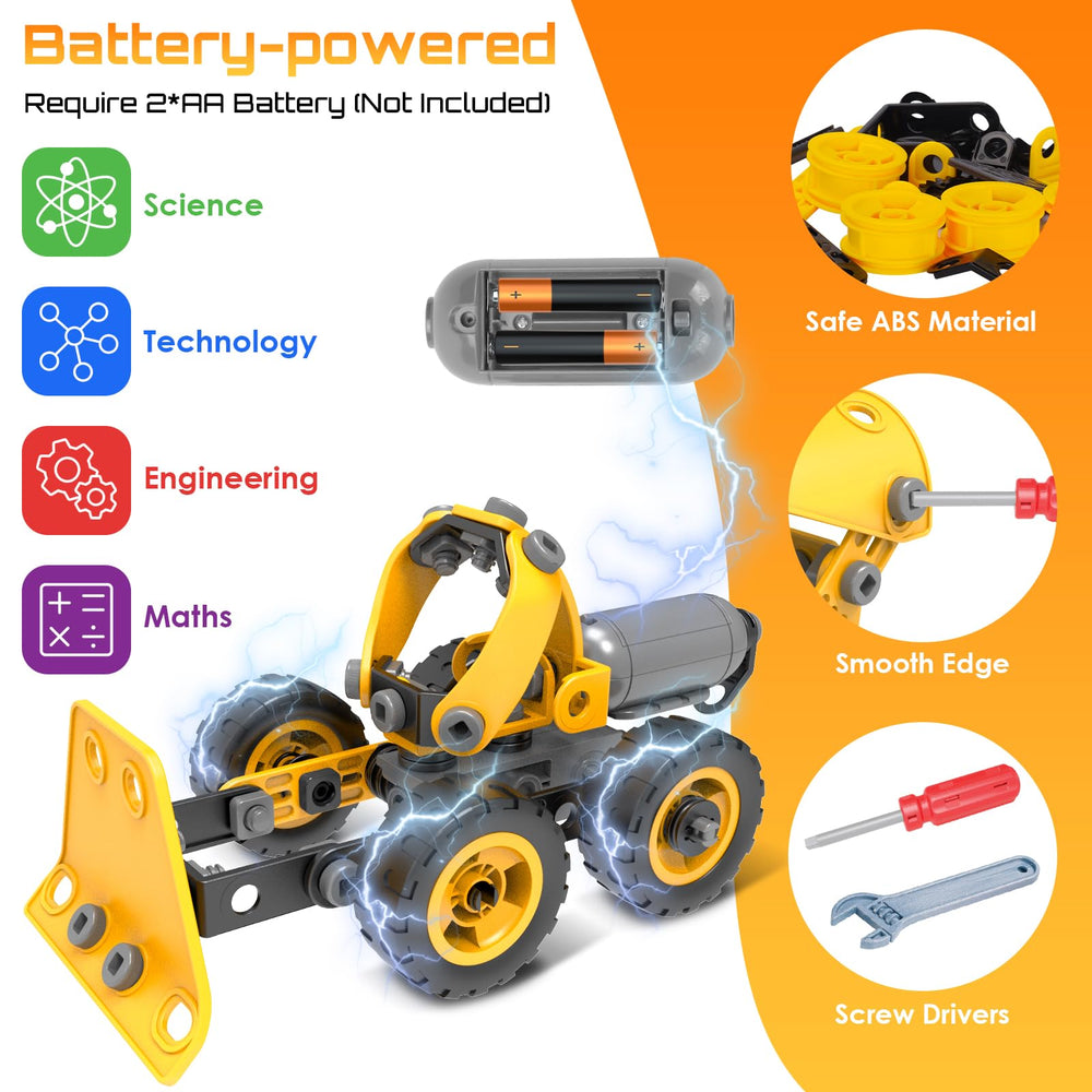Pakoo electric STEM building tricycle model demonstrating motorized action