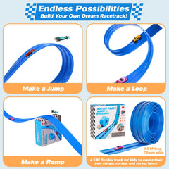 Pakoo flex-track diecast compatibility with 1/64 cars enables instant action.
