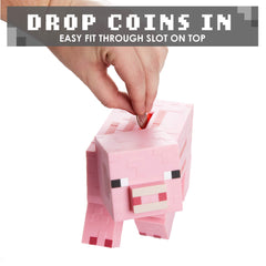 Officially licensed Minecraft pig bank adds collectible value.