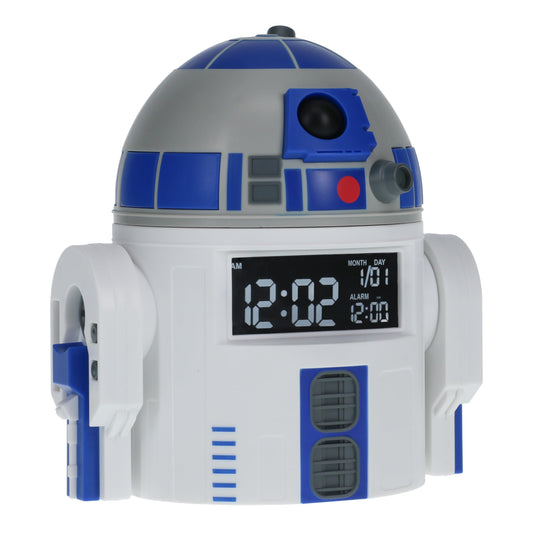 Paladone R2D2 Alarm Clock front view with digital display and droid design