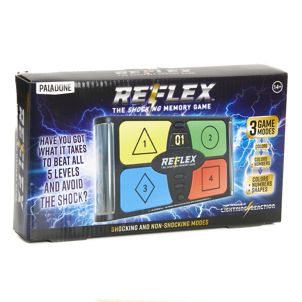 Paladone Reflex Shocking Memory Game handheld setup highlights quick reflex training