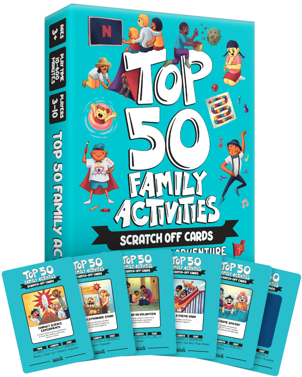 Palettes and Prints Top 50 Family Activities deck cover inviting family bonding.