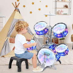PaleyFer kids drum kit includes foot pedal for dynamic play