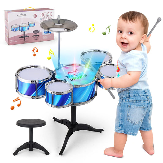 PaLeyFer kids drum set with four LED lights for lively play