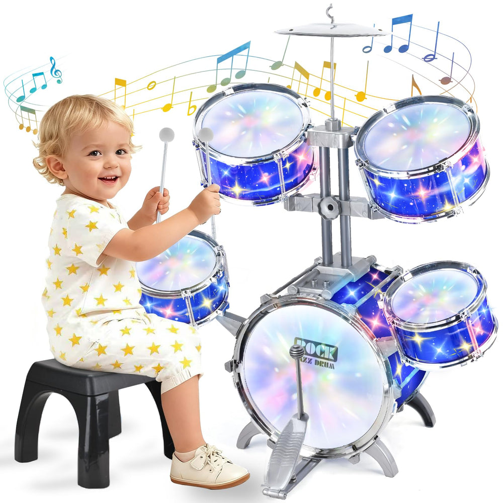 PaleyFer upgraded kids drum set with lights for interactive play