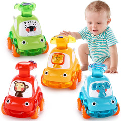 Palmatte press-and-go cars top view: engaging play that supports color recognition.