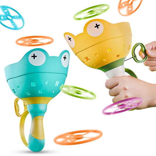 Pamexin outside toy with discs and frog launchers encourages active play and coordination.
