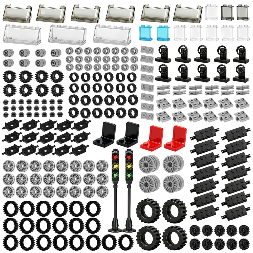 Pamvava wheels and axles set for imaginative build sessions and compatible with major brands.