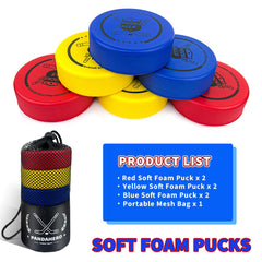 Durable vinyl-coated foam pucks by Pandahero for continued play.