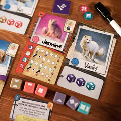 Pandasaurus Fox Experiment pup cards highlight evolving traits for future breeding.