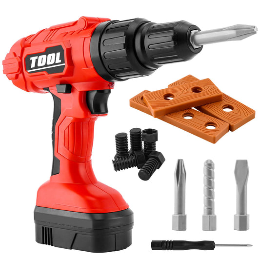 PANPAPA red power drill for realistic pretend play and safe use