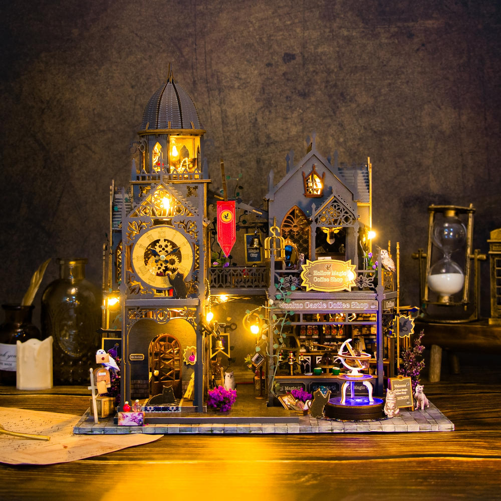 PANZIYU glowing finale LED lights illuminate the finished dollhouse
