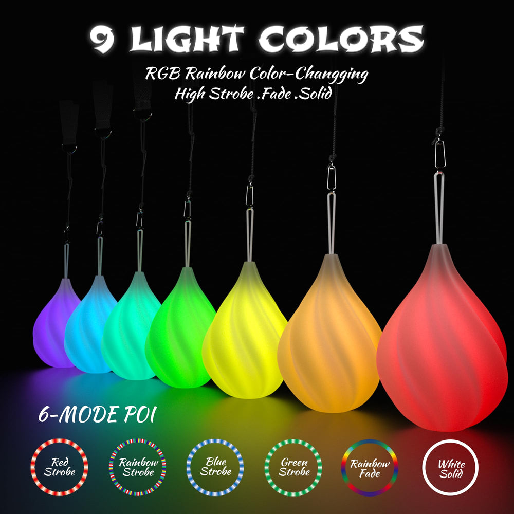 Papi Dada LED Poi Balls Set for professionals enabling smooth routines and vivid visual trails