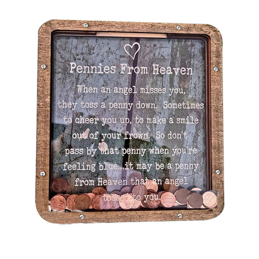 Paradise Pennies From Heaven Bank wooden piggy, a timeless keepsake for savings and memory.