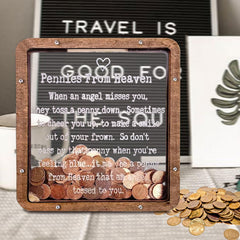 Paradise personalized wooden piggy bank ready for names or commemorative messages.